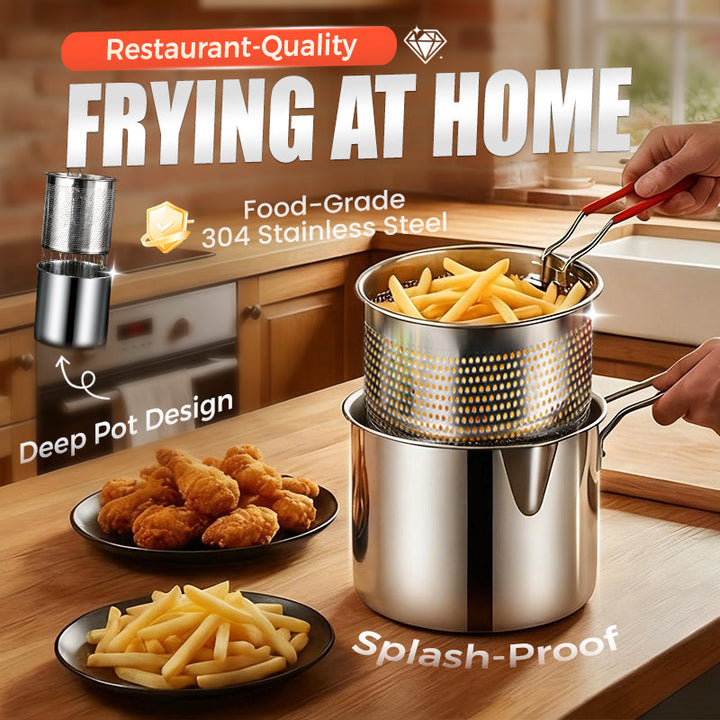 Crispelle - 304 Stainless Steel Deep Fryer with Basket