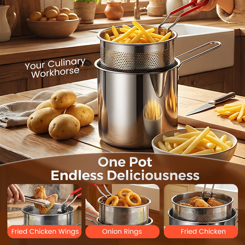 Crispelle - 304 Stainless Steel Deep Fryer with Basket