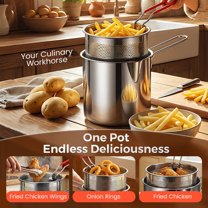 Crispelle - 304 Stainless Steel Deep Fryer with Basket