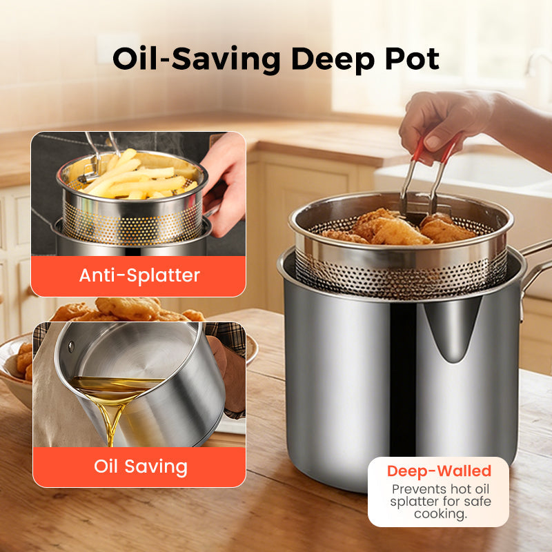 Crispelle - 304 Stainless Steel Deep Fryer with Basket