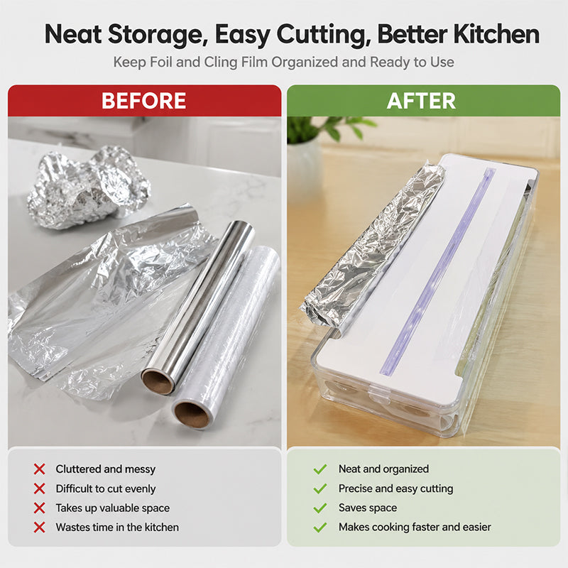 Wrapora - 2-in-1 Foil &amp; Cling Film Dispenser with Cutter