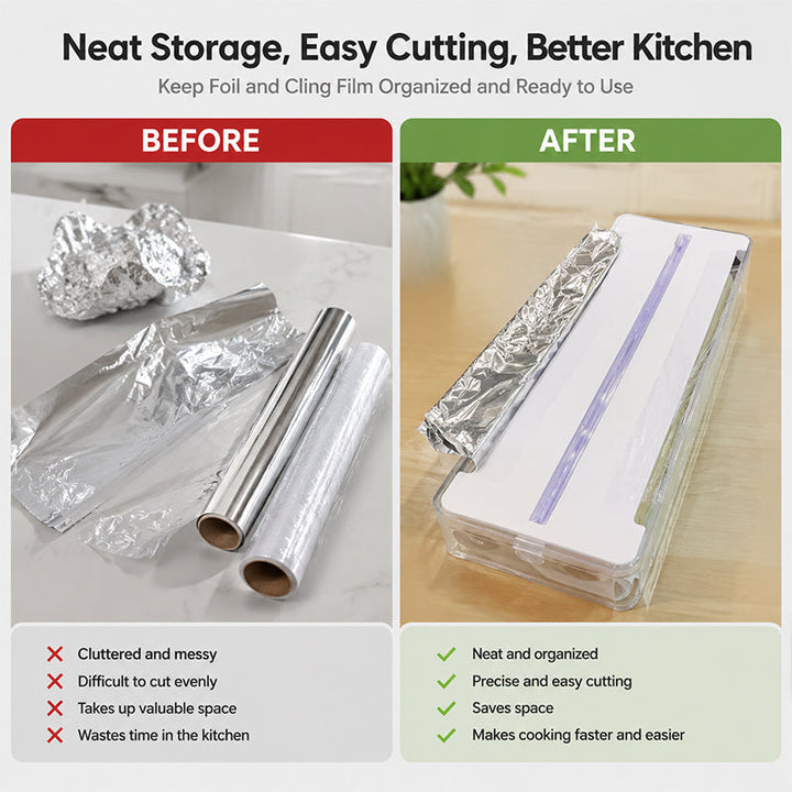 Wrapora - 2-in-1 Foil &amp; Cling Film Dispenser with Cutter