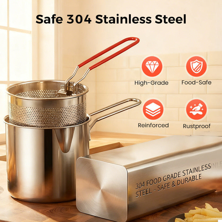 Crispelle - 304 Stainless Steel Deep Fryer with Basket