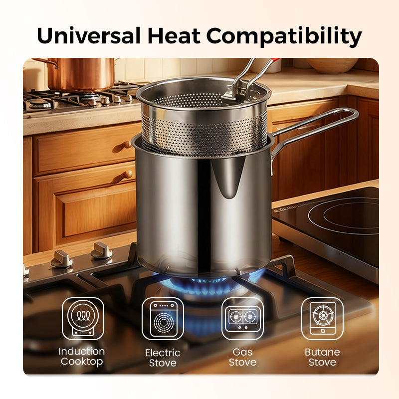 Crispelle - 304 Stainless Steel Deep Fryer with Basket