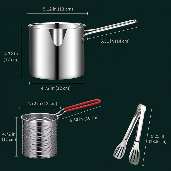 Crispelle - 304 Stainless Steel Deep Fryer with Basket