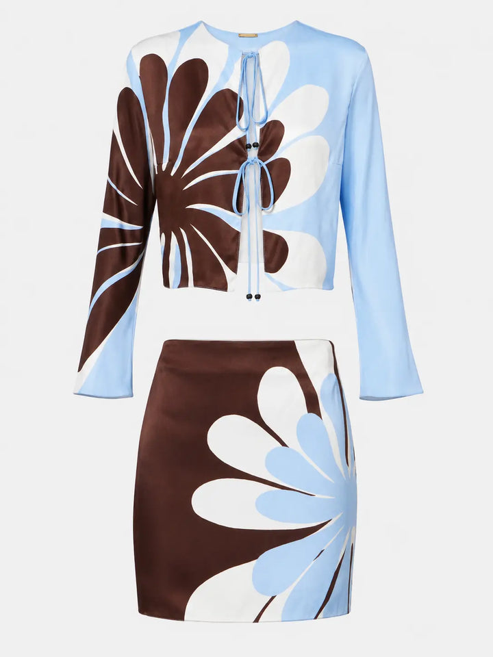 Floravie - Retro Bloom Two Piece Skirt Set