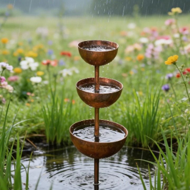 Aviora™ three-tier bird bath and feeder station in a rustic metal design