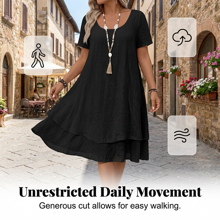 Malvena™ Airy Tiered Dress with Short Sleeves and Relaxed Fit