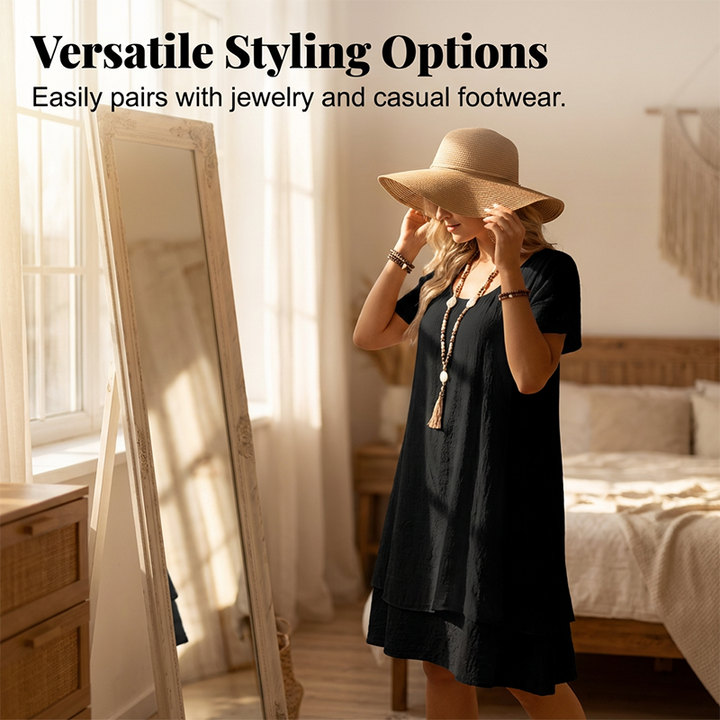Malvena™ Airy Tiered Dress with Short Sleeves and Relaxed Fit