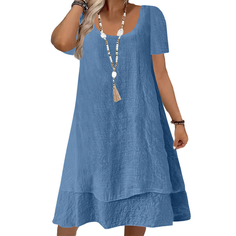 Malvena™ Airy Tiered Dress with Short Sleeves and Relaxed Fit