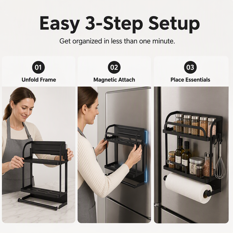 Magnera – Magnetic Fridge Organizer Rack