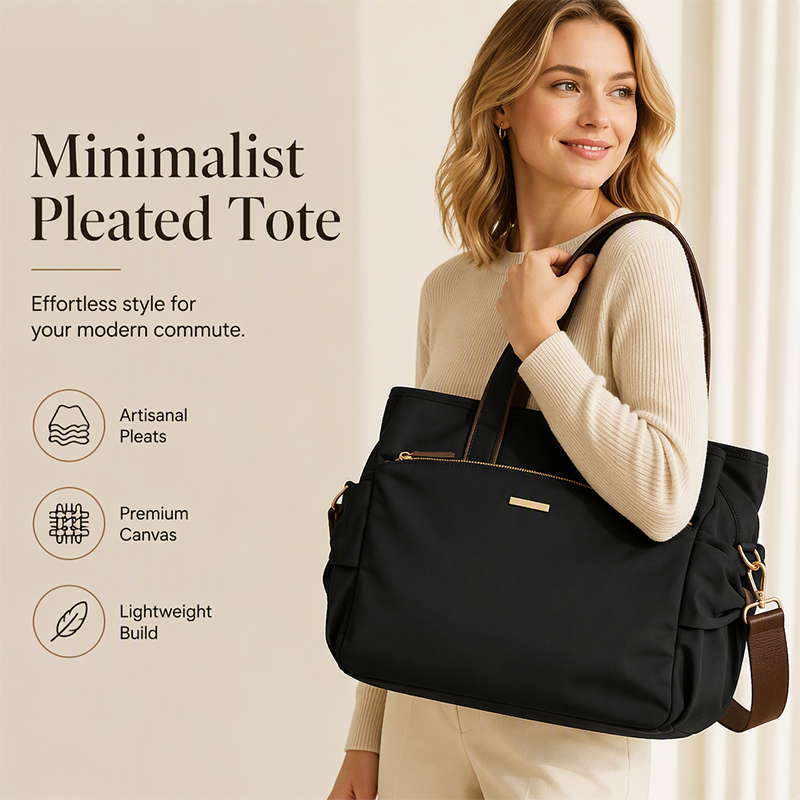 Marévia – Pleated Pocket Canvas Everyday Tote