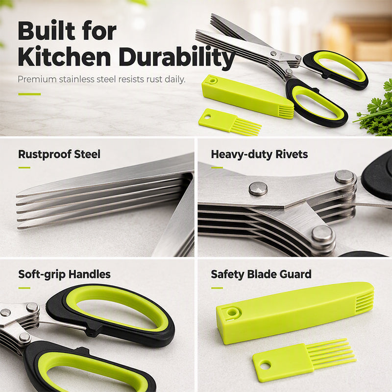 Herbelle - 5 Blade Kitchen Herb Scissors