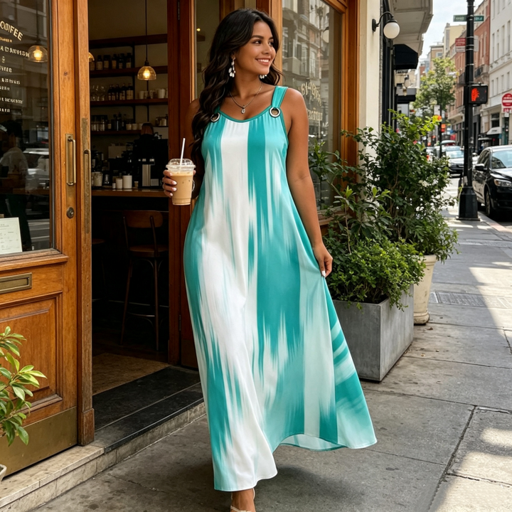 Maravelle - Plus Size Sleeveless Striped Maxi Dress