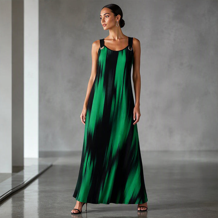 Maravelle - Plus Size Sleeveless Striped Maxi Dress