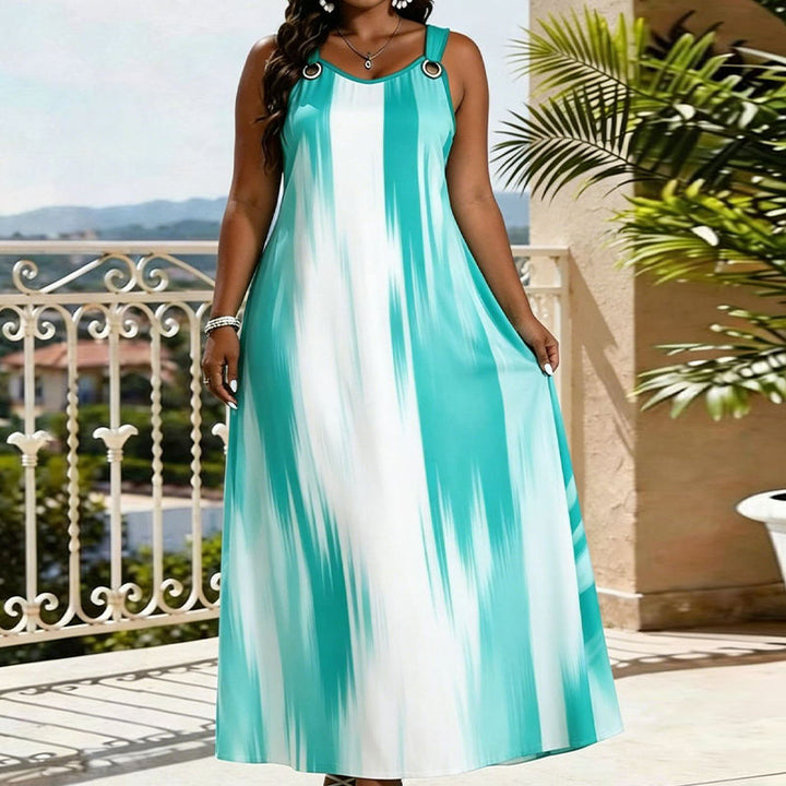 Maravelle - Plus Size Sleeveless Striped Maxi Dress